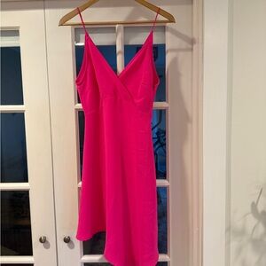 Sugarlips Asymmetrical Hot Pink Spaghetti Strap Dress